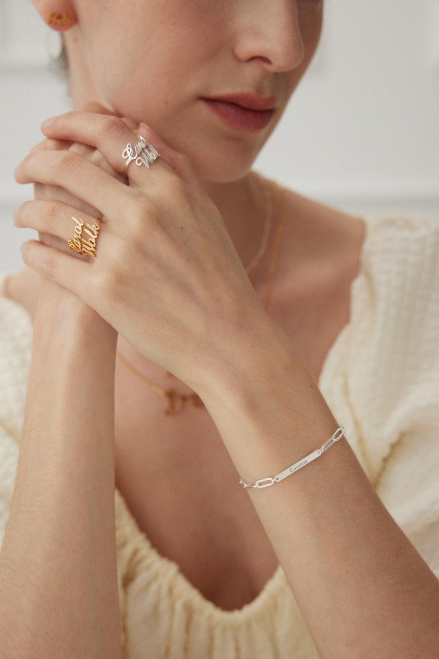 Custom 925 Sterling Silver 18K Gold-Plated Letter Bracelet | Personalized Name Bracelet