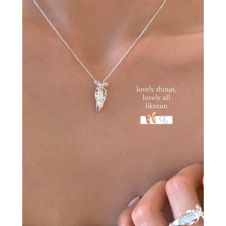 Silver Ballet Shoe Pendant Necklace – Elegant Clavicle Chain, Gold or Silver Finish
