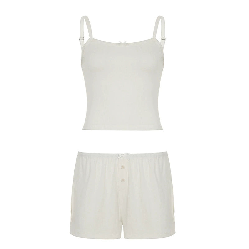 Summer Jacquard Cami & Shorts Set – Lightweight Loungewear for Women