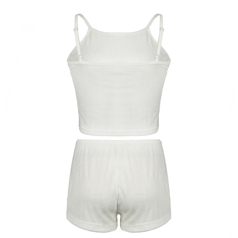 Summer Jacquard Cami & Shorts Set – Lightweight Loungewear for Women