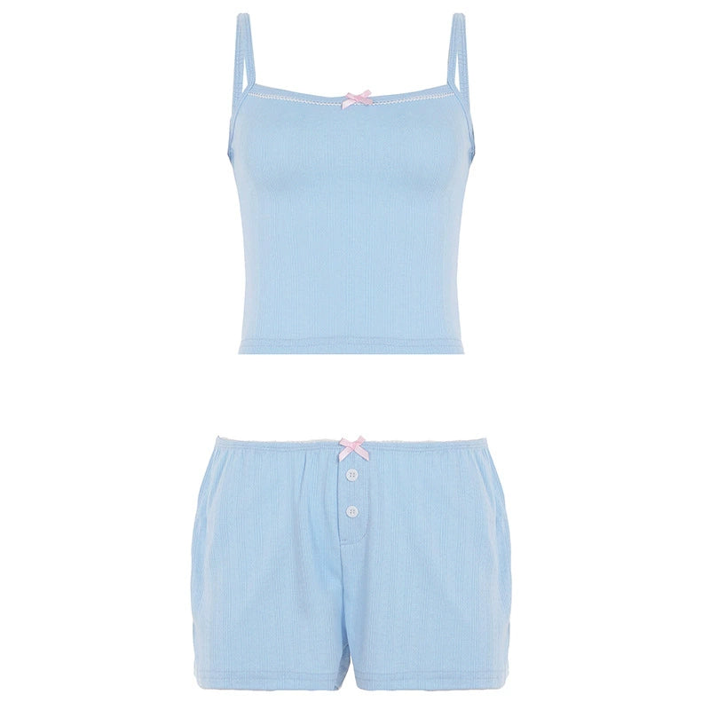 Summer Jacquard Cami & Shorts Set – Lightweight Loungewear for Women