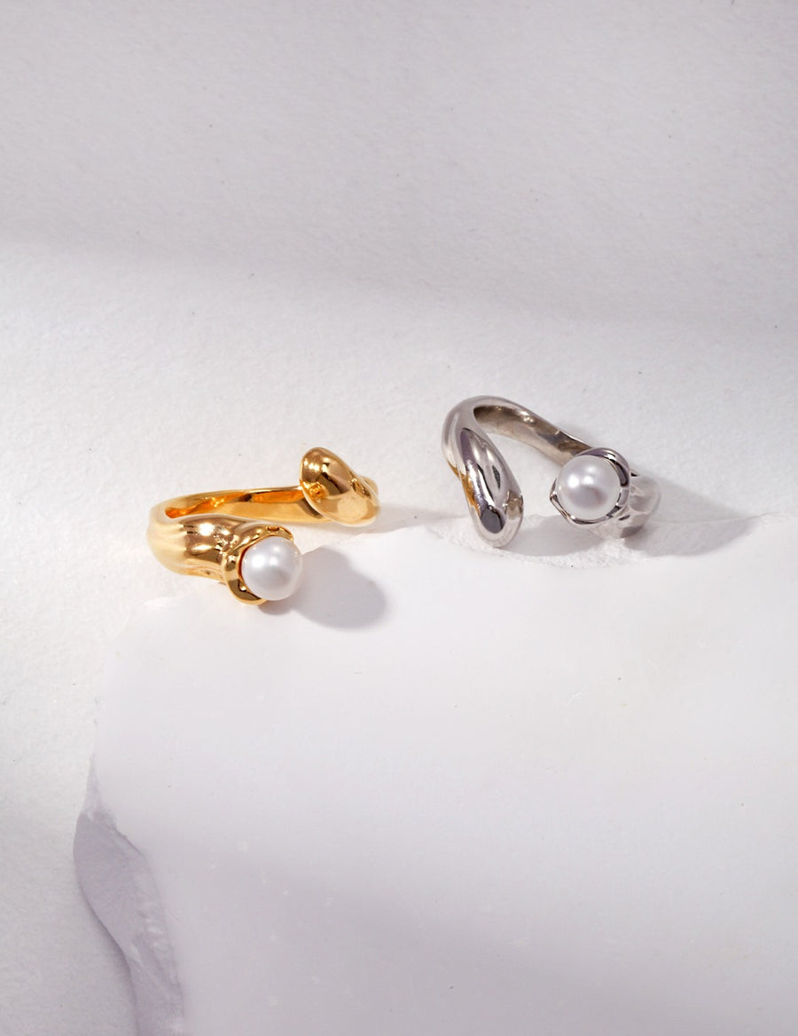 Woman’s pearl’s nest Ring 18k gold plated 925 Silver