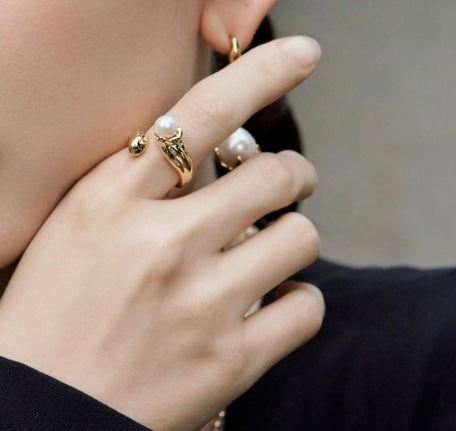 Woman’s pearl’s nest Ring 18k gold plated 925 Silver
